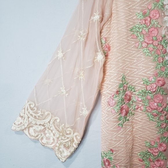 Agha Noor Floral Embroidered Sheer Kurti Size Medium - Picture 5 of 15